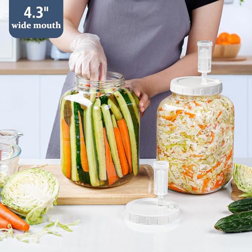 Folinstall 1.5 Gallon Large Fermentation Jars with 2 Airtight Lids and 3 Airlocks, Wide Mouth Glass Mason Jar with Scale Mark, Pickle jars, Mead Making Kit, Kimchi Containers, 2 Pack - Image 2