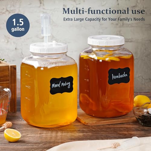 Folinstall 1.5 Gallon Large Fermentation Jars with 2 Airtight Lids and 3 Airlocks, Wide Mouth Glass Mason Jar with Scale Mark, Pickle jars, Mead Making Kit, Kimchi Containers, 2 Pack - Image 5