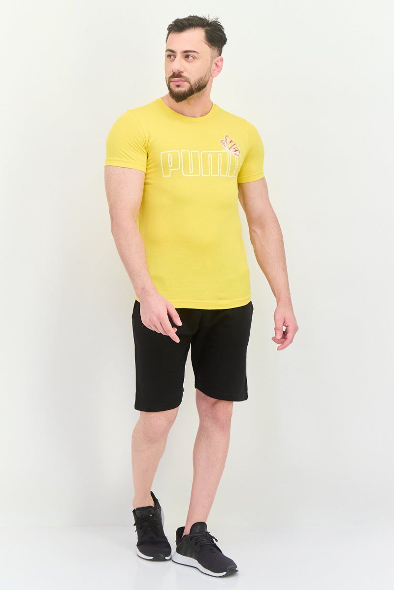 PUMA تي شيرت رياضي للرجال بأكمام قصيرة مناسب في الهواء الطلق، أصفر - Image 4