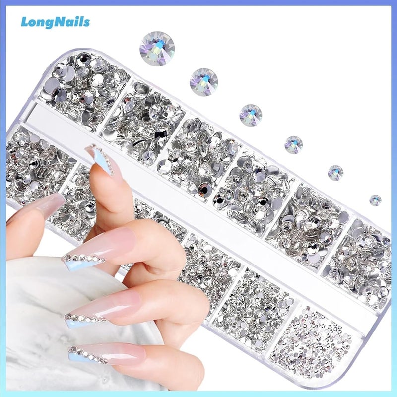 ZSRVAJ Rhinestones Nail Art Tool, 2 Boxes Bedazzling Gems Colorful Rhinestones with Drill Pen and Stainless Steel Tweezer, DIY Nail Art Kit for Home and Salon Use, Travel-Friendly Nail Decoration - Image 5