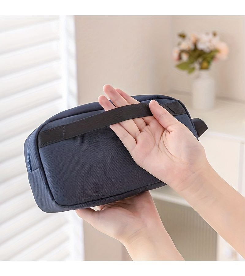 Grey Multifunctional Digital Gadget Storage Bag With Large Capacity Durable Oxford Cloth For Phone Power Bank Portable Hard Drive And Data Cables - Image 4