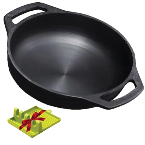 6th Planet Cast Iron Kadhai 26 cm Pre-Seasoned | Flat Base Iron Kadai for Deep Frying, Sabzi & Curries | Heavy Cast Iron Cookware - Image 1