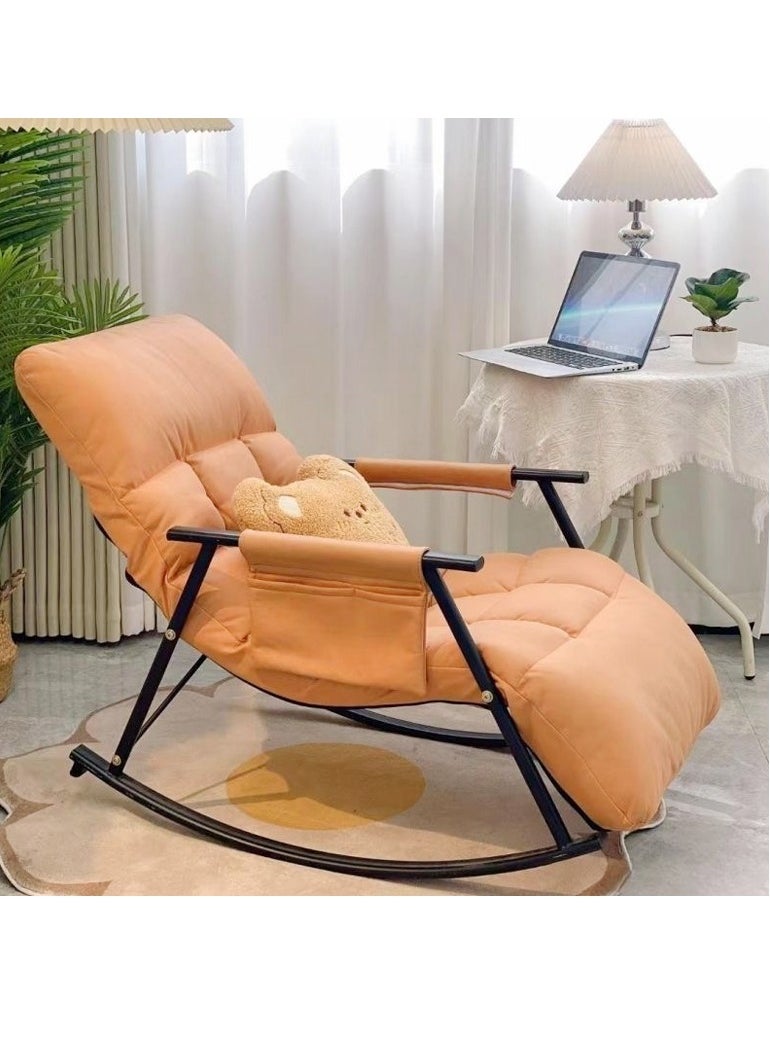 C&C Home - Modern Upholstered Adjustable Backrest Rocking Chair Patio Rocking Chair with Side Pockets Lounge Chair for Balcony Outdoor Chair with Armrests 60x96x56 cm - Image 1