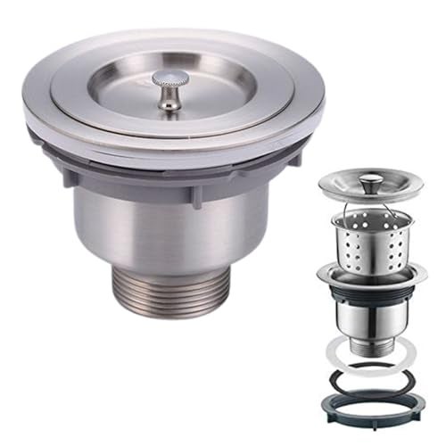 SCW Stainless Steel Kitchen Sink Drain WEST Coupling 304'' Stainless Steel Material with Under Basket 4 * 4 in - Image 1