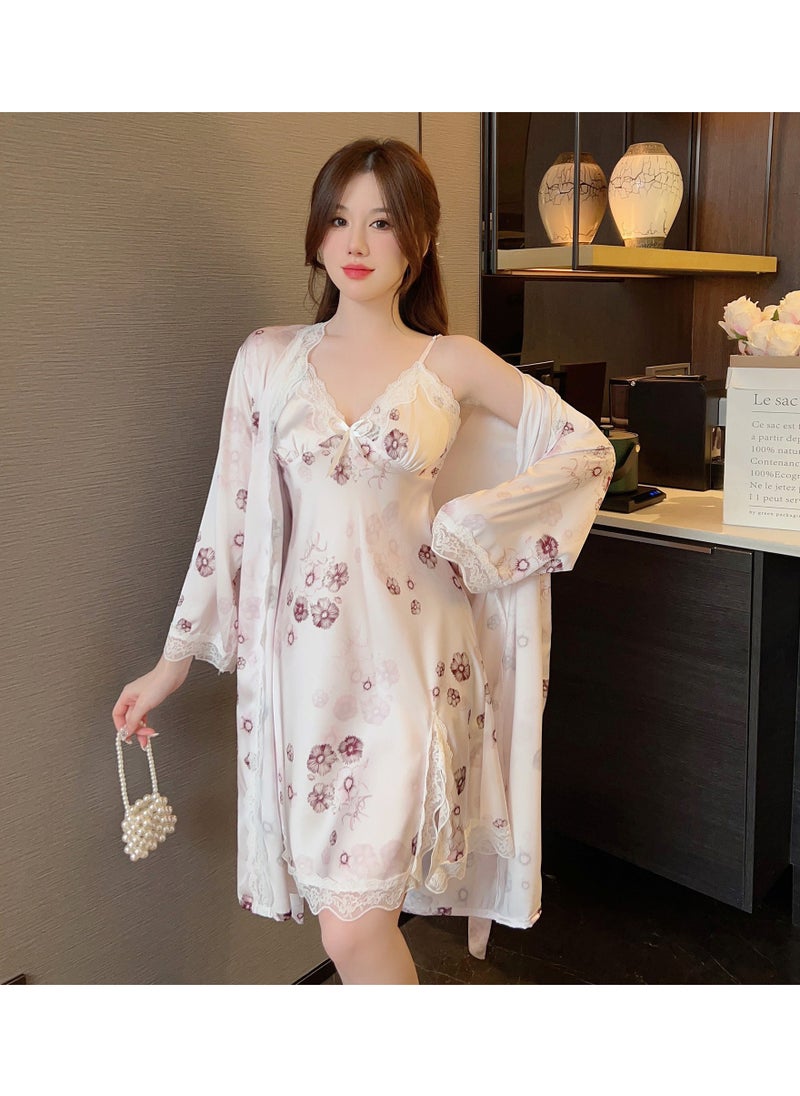 KUYING - New Two-Piece Set Of Ice Silk Pajamas - Image 1