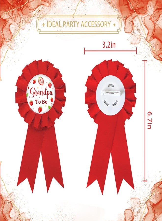 SUPERLUBY Strawberry Grandma to Be Tinplate Badge Pin, Berry Grandpa to Be Pin, Gender Reveal Button for New Grandparents, Red Rosette Grandma to Be Award Ribbon, Strawberry Baby Shower Party Favors - Image 2