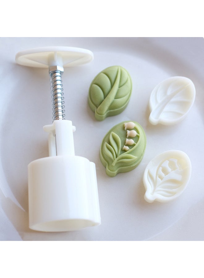 25g 50g Lily Of The Valley Green Leaf Cake Mold Three-dimensional Hand Pressure Type Mung Bean Cake Pineapple Cake Moon Cake Mold-Specifications:50g-Color:Milky White - Image 4
