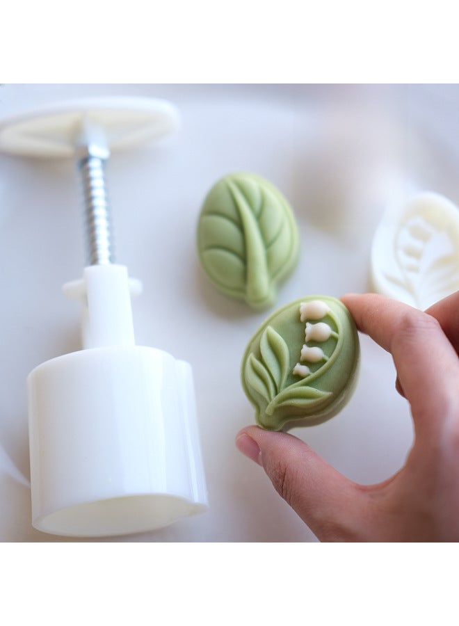 25g 50g Lily Of The Valley Green Leaf Cake Mold Three-dimensional Hand Pressure Type Mung Bean Cake Pineapple Cake Moon Cake Mold-Specifications:50g-Color:Milky White - Image 3