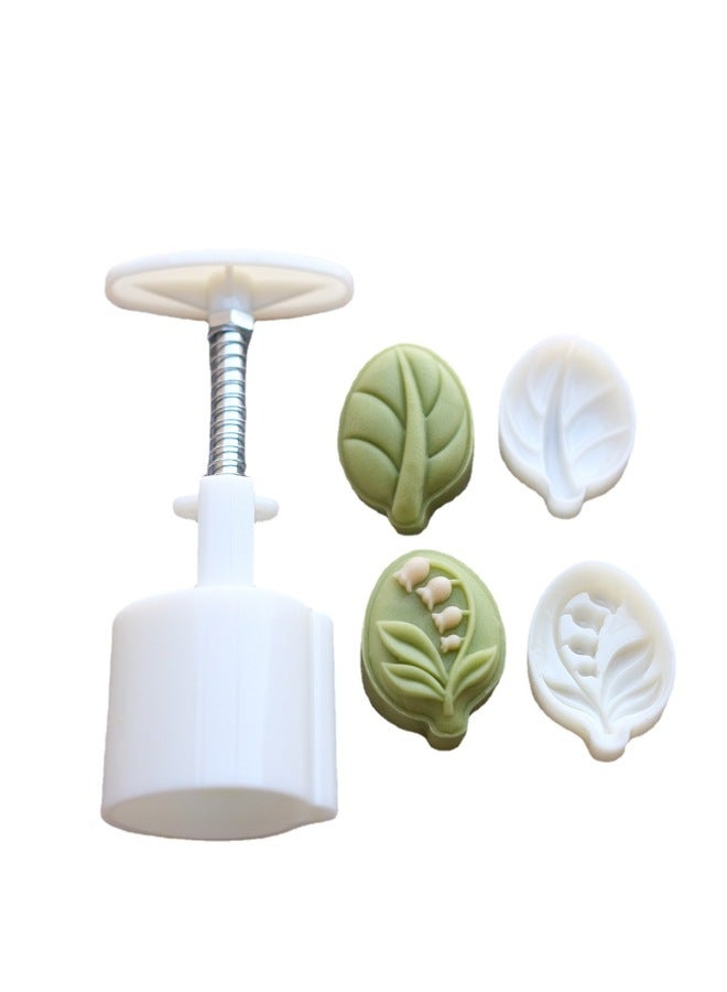 25g 50g Lily Of The Valley Green Leaf Cake Mold Three-dimensional Hand Pressure Type Mung Bean Cake Pineapple Cake Moon Cake Mold-Specifications:50g-Color:Milky White - Image 5
