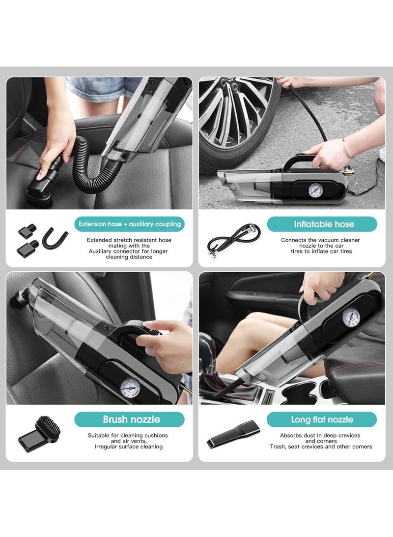 SYOSI Handheld Vacuum Cordless, Car Vacuum Cordless Rechargeable, Measurable Tire Pressure, Inflating Tires (Cars, Motorcycles, Bicycles) with Inflatable Tube, for Home and Car Cleaning and Traveling - Image 4