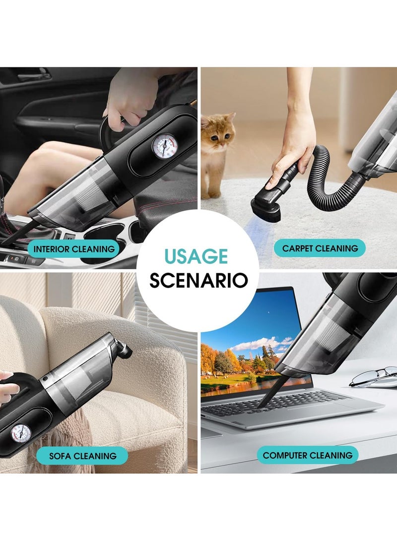 SYOSI Handheld Vacuum Cordless, Car Vacuum Cordless Rechargeable, Measurable Tire Pressure, Inflating Tires (Cars, Motorcycles, Bicycles) with Inflatable Tube, for Home and Car Cleaning and Traveling - Image 3
