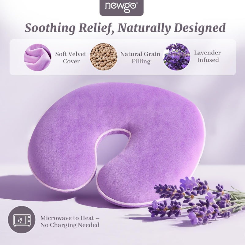 NEWGO Face Heating Pad Sinus Relief Mask, Moist Heat Face Mask Microwavable, Warm Compress for Sinus Pressure Relief, Migraine, Tension Headache Relief - Purple - Image 3
