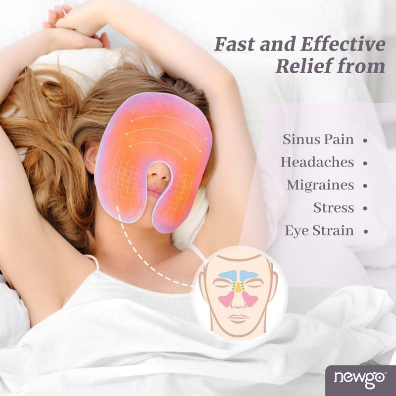 NEWGO Face Heating Pad Sinus Relief Mask, Moist Heat Face Mask Microwavable, Warm Compress for Sinus Pressure Relief, Migraine, Tension Headache Relief - Purple - Image 4