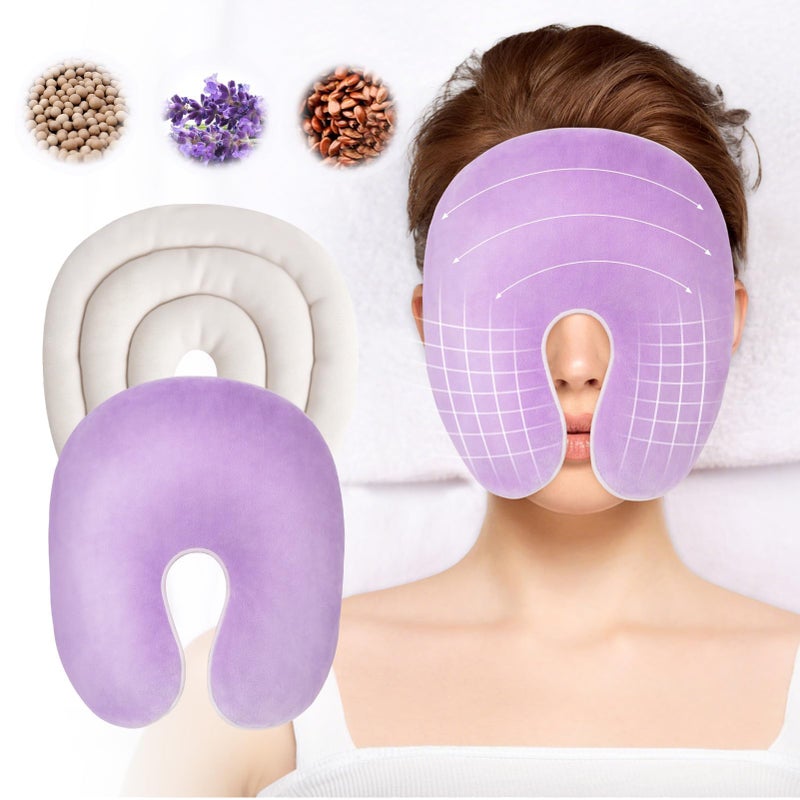 NEWGO Face Heating Pad Sinus Relief Mask, Moist Heat Face Mask Microwavable, Warm Compress for Sinus Pressure Relief, Migraine, Tension Headache Relief - Purple - Image 2