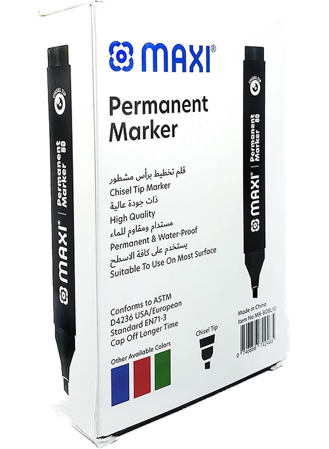 Maxi Mx 80Bl10 Permanent Marker Chisel 10 Pieces Black - Image 4