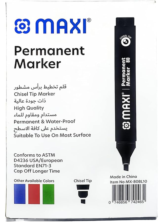 Maxi Mx 80Bl10 Permanent Marker Chisel 10 Pieces Black - Image 5