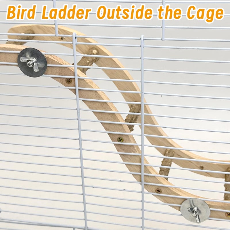 Hamiledyi Nature Wooden Bird Ladder Pet Parrots Climb Bridge Exercise Stands for Parakeet Climbing Chewing Bridge Bird Cage Accessories for Cockatiel Parakeet Lovebirds Budgie - Image 4
