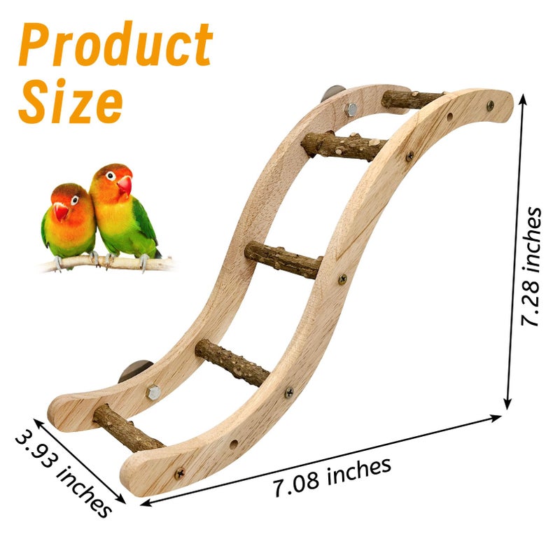 Hamiledyi Nature Wooden Bird Ladder Pet Parrots Climb Bridge Exercise Stands for Parakeet Climbing Chewing Bridge Bird Cage Accessories for Cockatiel Parakeet Lovebirds Budgie - Image 3