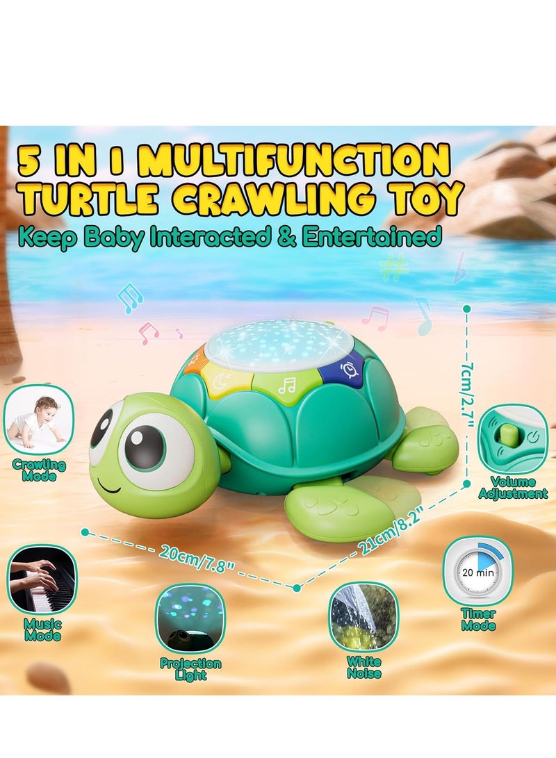 Musical Turtle Crawling Baby Toy, Developmental Musical Toys with Light  Sound Projector, Montessori Tummy Time Toy for Boys ＆ Girls Gift - Image 2