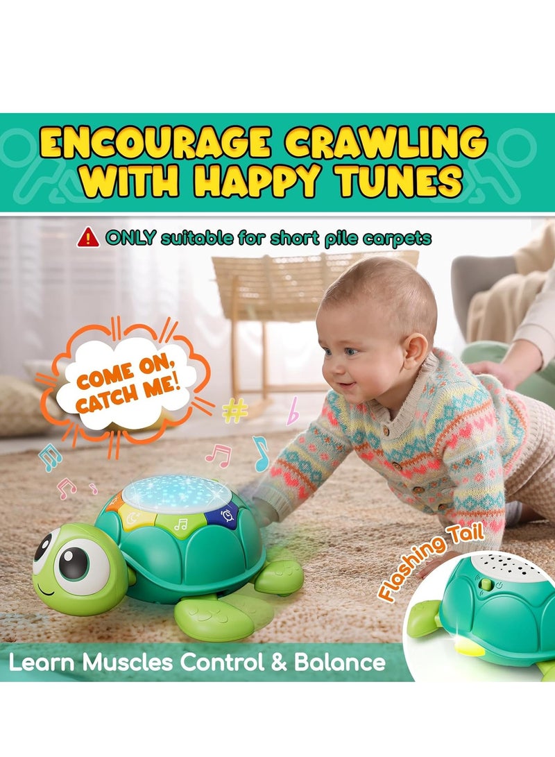 Musical Turtle Crawling Baby Toy, Developmental Musical Toys with Light  Sound Projector, Montessori Tummy Time Toy for Boys ＆ Girls Gift - Image 3