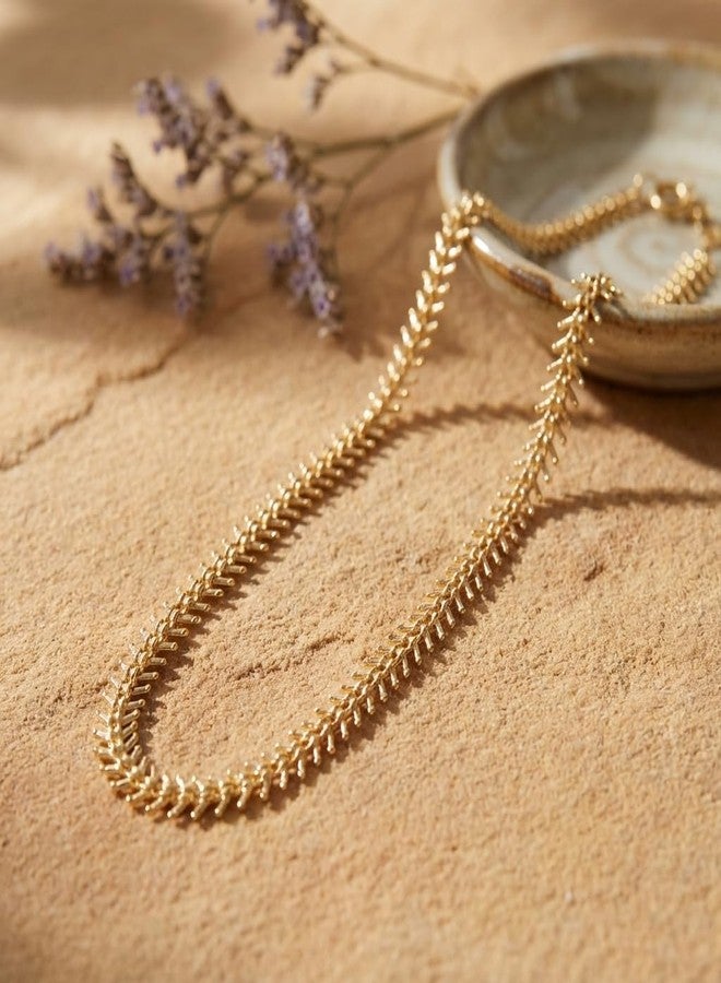 AAIKU Elegant Gold-Plated Durva Har Necklace 30-Inch | 1 Gram Antique Finish Leaf-Design Long Chain Stylish for Women & Girls | Lightweight Traditional Jewelry - Image 5