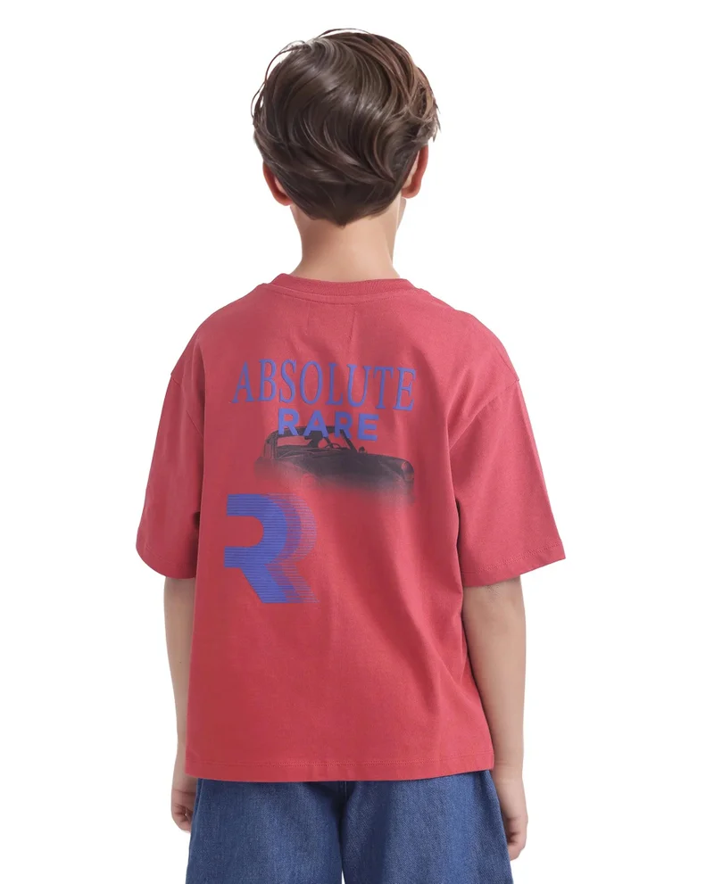 Rare Ones Rare Ones Kids Race Red Cotton Half Sleeve Slip-On Printed Boxy Fit T-Shirt