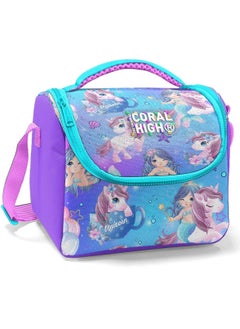 CORAL HIGH Kids Purple Pink Unicorn Mermaid Patterned Thermo Lunchbox 11890  - Image 1