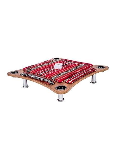 Curved Floor Wooden Ploot Play Cards Game Table Mid-Size, Curved Wood Baloot Table Mid-Size 80 * 80, Plot Playing Cards Table, Floor Blot Table (Red)