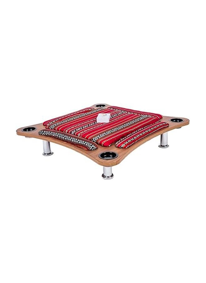 AL BADER - Curved Floor Wooden Ploot Play Cards Game Table Mid-Size, Curved Wood Baloot Table Mid-Size 80 * 80, Plot Playing Cards Table, Floor Blot Table (Red) - Image 1