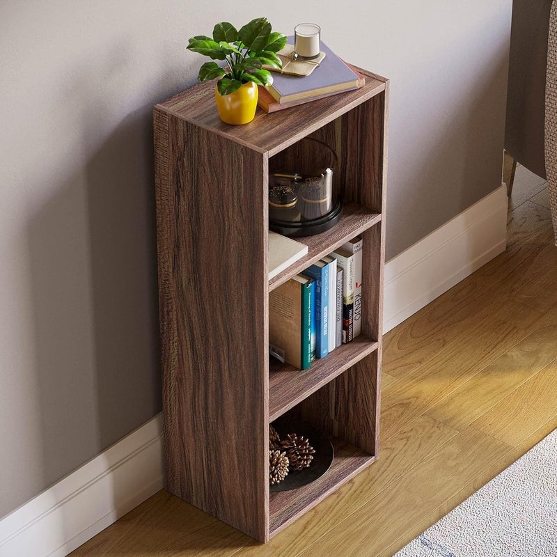 3-Tier Modern Cube Bookcase and Storage Unit, Versatile Display Shelf in a Rich Walnut Color, Perfect Freestanding Furniture for the Living Room, Office, or Bedroom - Image 3