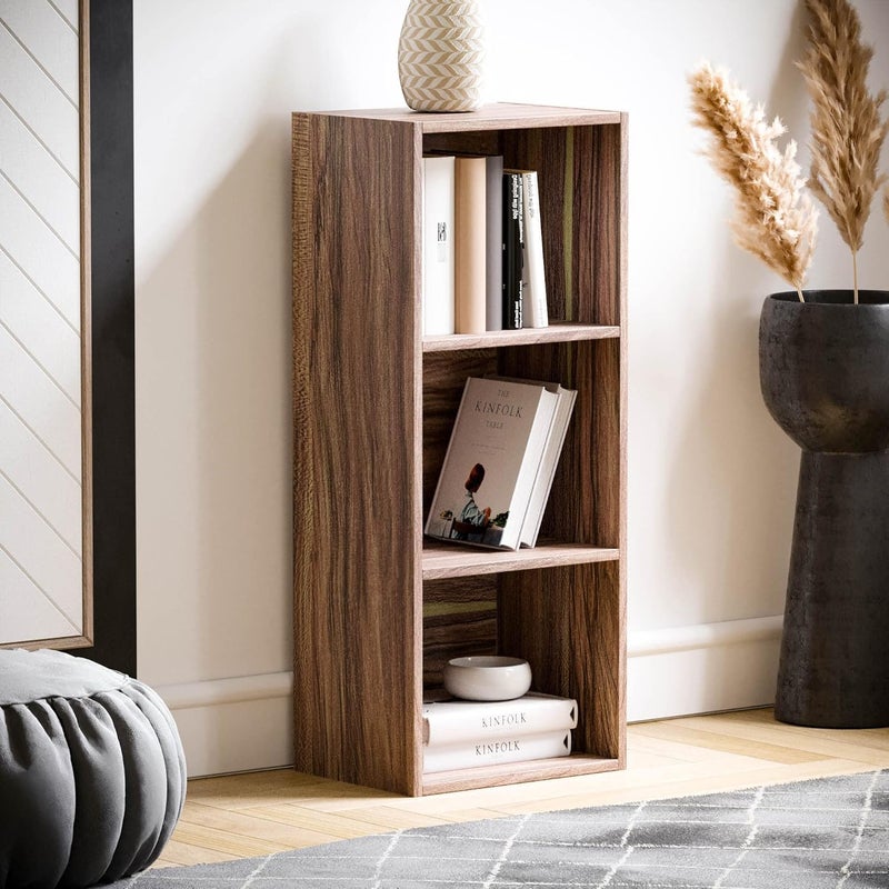 3-Tier Modern Cube Bookcase and Storage Unit, Versatile Display Shelf in a Rich Walnut Color, Perfect Freestanding Furniture for the Living Room, Office, or Bedroom - Image 5
