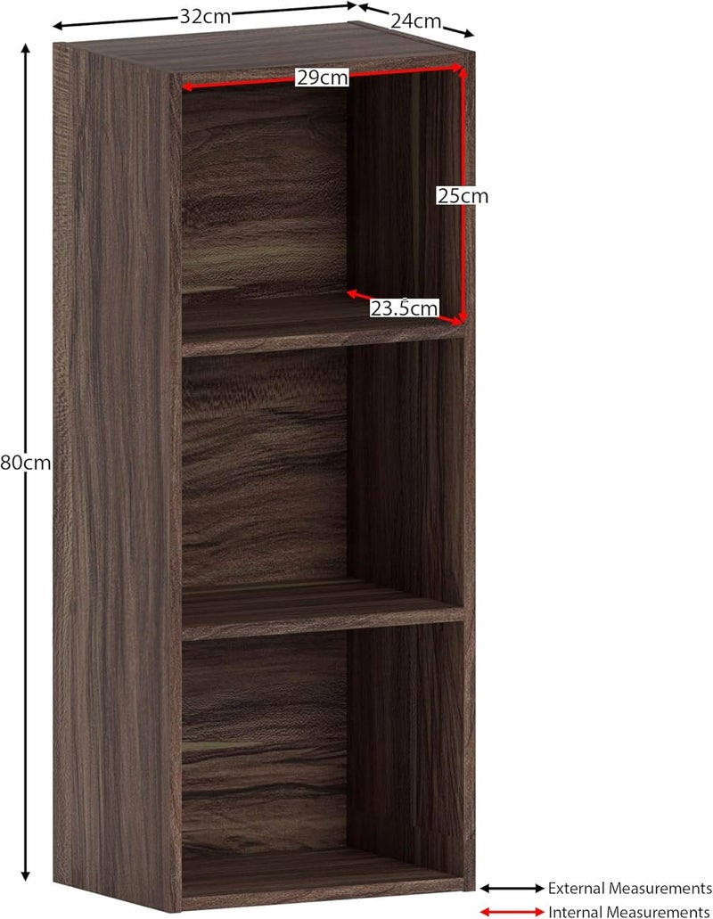 3-Tier Modern Cube Bookcase and Storage Unit, Versatile Display Shelf in a Rich Walnut Color, Perfect Freestanding Furniture for the Living Room, Office, or Bedroom - Image 2