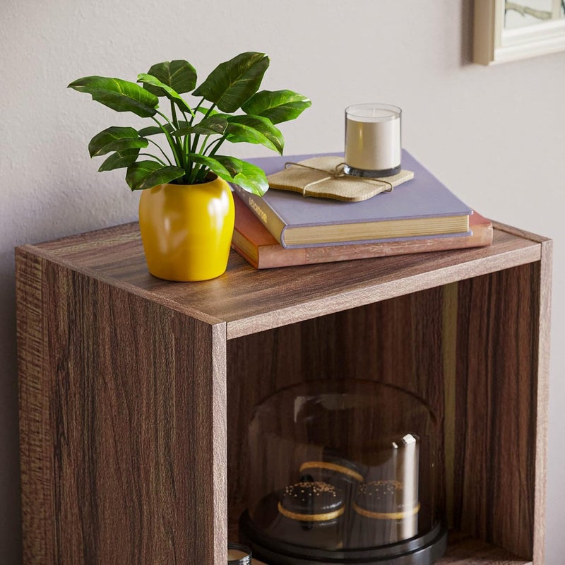 3-Tier Modern Cube Bookcase and Storage Unit, Versatile Display Shelf in a Rich Walnut Color, Perfect Freestanding Furniture for the Living Room, Office, or Bedroom - Image 4