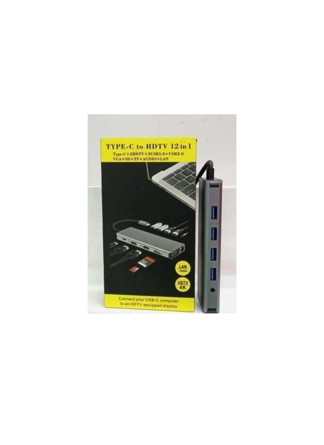 Generic - 12-in-1 USB-C Hub Docking Station – Dual & Triple Display, 4K HDMI, VGA, 100W PD, Ethernet, USB, SD/TF - Image 1