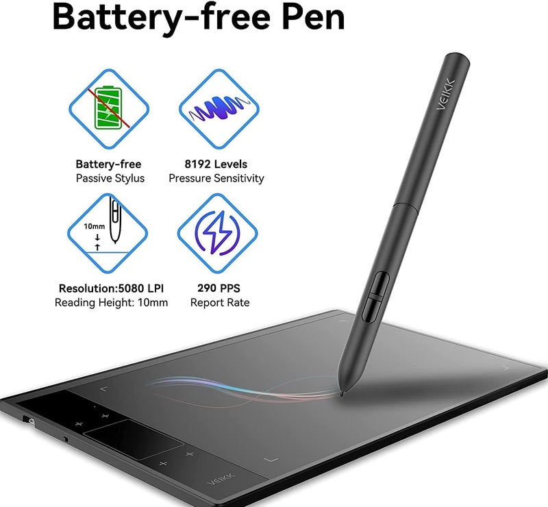 VEIKK Battery-Free Pen for Graphic Drawing Tablet S640 and A30 - Image 3