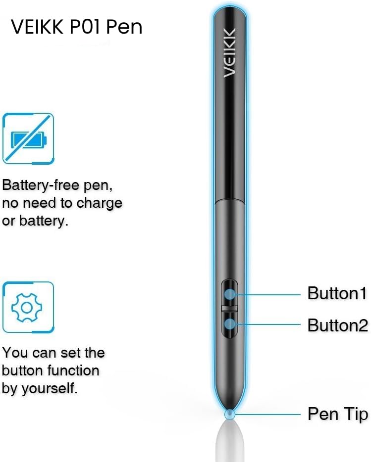 VEIKK Battery-Free Pen for Graphic Drawing Tablet S640 and A30 - Image 2