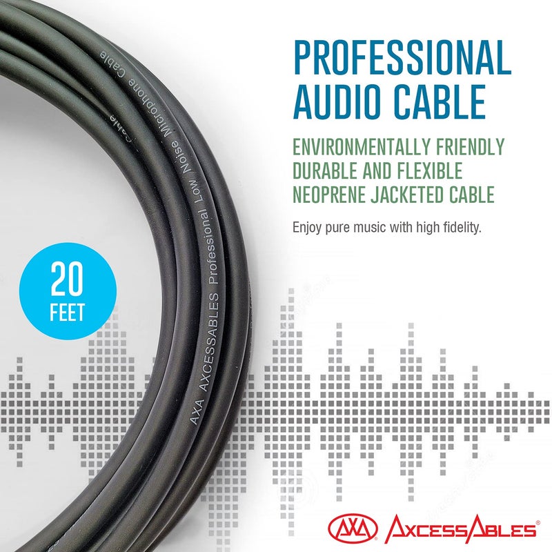AXA AXCESSABLES AxcessAbles 20ft XLR to XLR Cable Pack | XLR to XLR Balanced Cable | 20ft XLR Microphone Cords | DJ Mic Cable | AxcessAbles XLR-XLR20-20ft (2-Pack) - Image 4