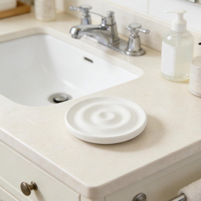 White Diatomite Soap Dish Compact Self Drying Soap Container Bathroom Kitchen Countertop Accessory - Image 4