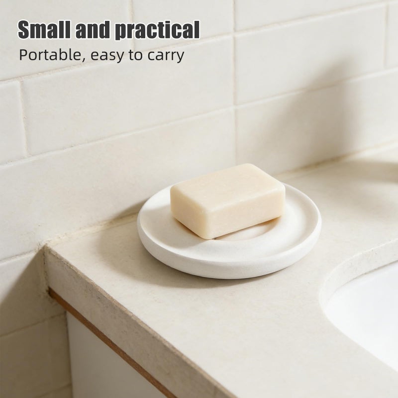 White Diatomite Soap Dish Compact Self Drying Soap Container Bathroom Kitchen Countertop Accessory - Image 5
