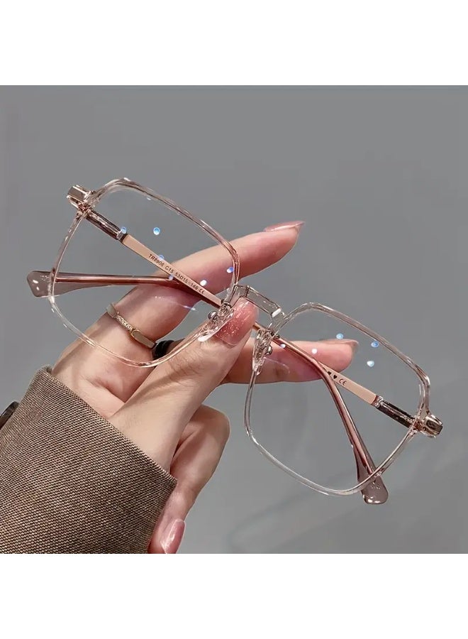 سينت هاوس نظارات طبية نسائية عصرية بعدسات شفافة من البولي كربونات، إطار رفيع وخفيف الوزن للغاية بتصميم طليعي، عدسات عاكسة مزخرفة - طراز الحرم الجامعي (تتضمن حافظة للنظارات) - Image 4