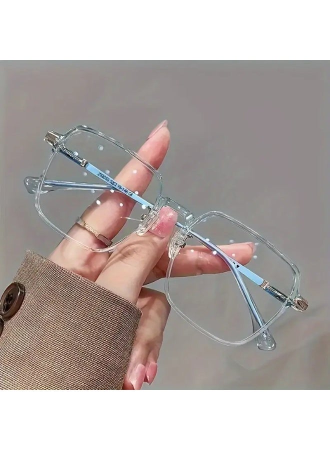 سينت هاوس نظارات طبية نسائية عصرية بعدسات شفافة من البولي كربونات، إطار رفيع وخفيف الوزن للغاية بتصميم طليعي، عدسات عاكسة مزخرفة - طراز الحرم الجامعي (تتضمن حافظة للنظارات) - Image 2