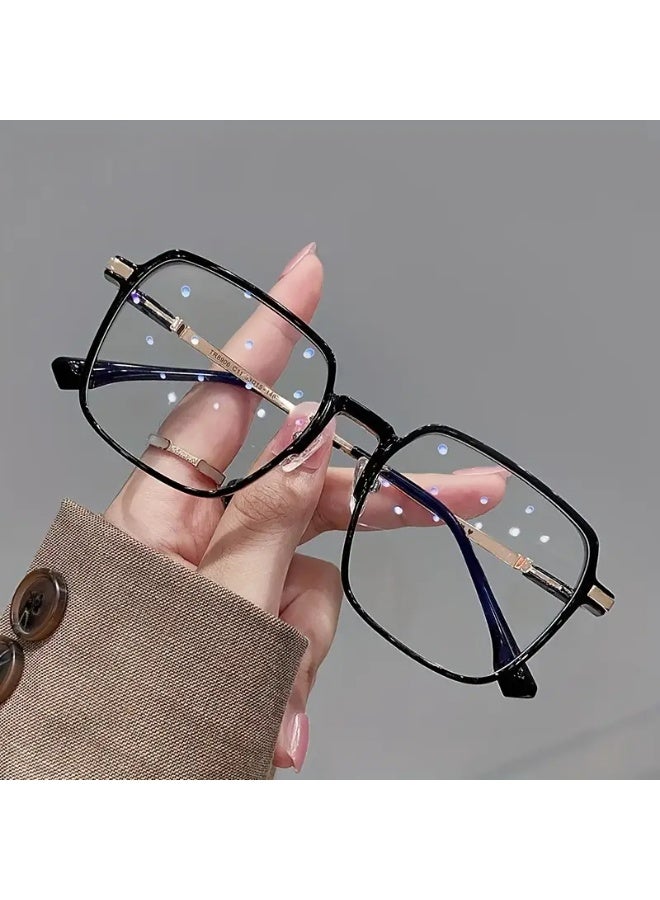 سينت هاوس نظارات طبية نسائية عصرية بعدسات شفافة من البولي كربونات، إطار رفيع وخفيف الوزن للغاية بتصميم طليعي، عدسات عاكسة مزخرفة - طراز الحرم الجامعي (تتضمن حافظة للنظارات) - Image 1