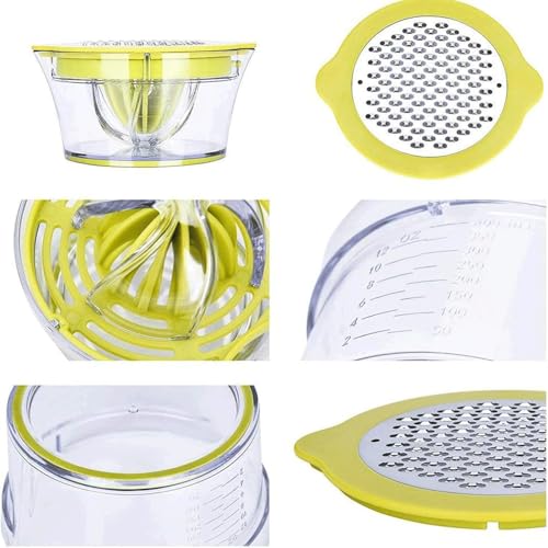 Drizom Citrus Lemon Orange Juicer Manual Hand Squeezer with Built-in Measuring Cup and Grater, 12OZ, Green - Image 3