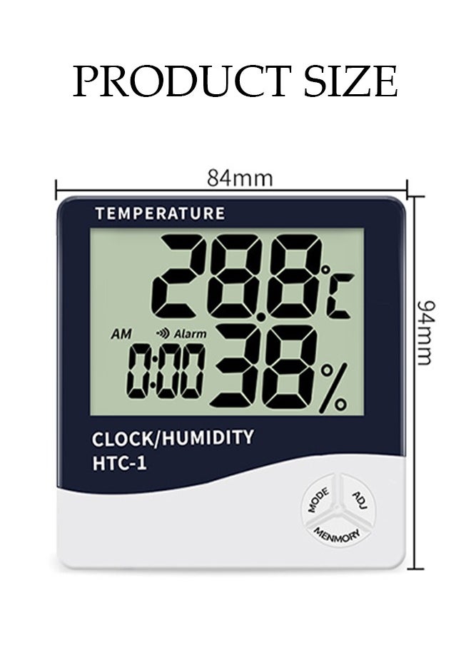 Loquat - Household Digital Room Indoor Thermometers Hygrometer, Mini Humidity Meter,Hygrometer Room Temperature Monitor for Home/Office/Baby Room/Greenhouse,Desktop Clock with Temperature Measurement,White/B - Image 1