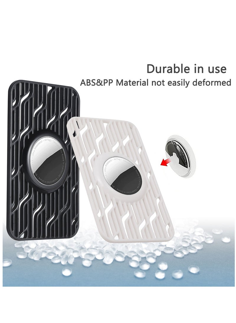 SYOSI for Airtag Wallet Case Holder 2 Pieces Slim Thin Card Case Holder Airtag Wallet Men Case for AirTag Size of a Credit Card for Purse Handbag Clutch (Black/White)  - Image 4