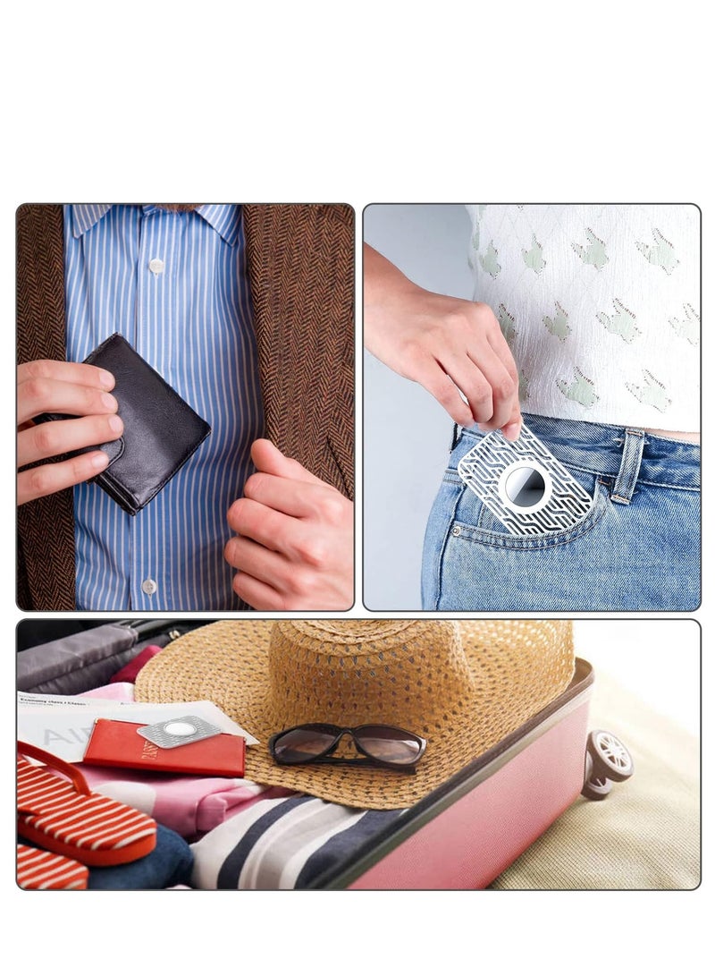 SYOSI for Airtag Wallet Case Holder 2 Pieces Slim Thin Card Case Holder Airtag Wallet Men Case for AirTag Size of a Credit Card for Purse Handbag Clutch (Black/White)  - Image 2