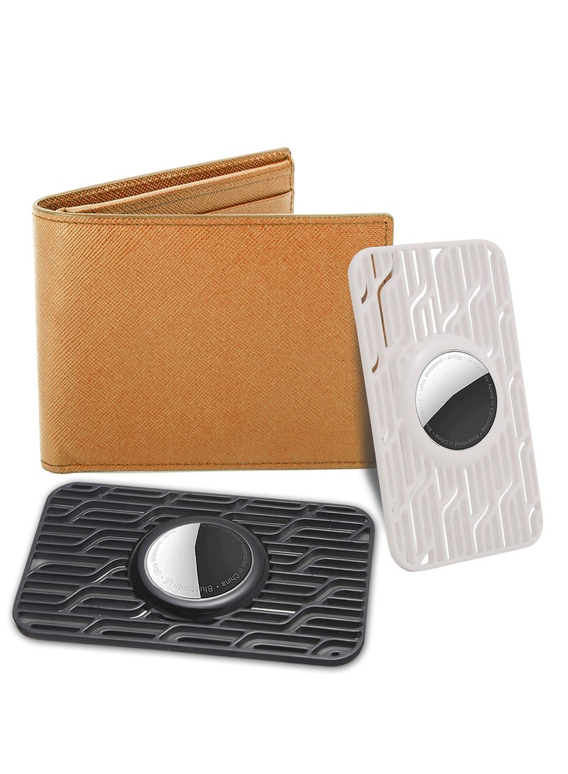 SYOSI for Airtag Wallet Case Holder 2 Pieces Slim Thin Card Case Holder Airtag Wallet Men Case for AirTag Size of a Credit Card for Purse Handbag Clutch (Black/White)  - Image 3