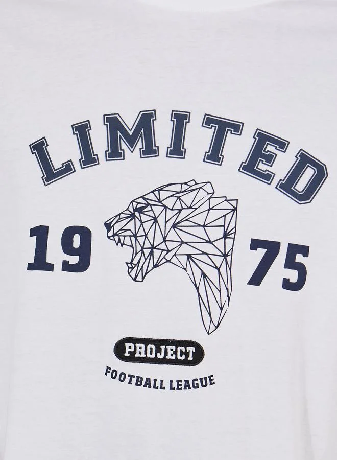 Styli Styli Premium Varsity Print Heavy Jersey Oversized T-Shirt and Joggers Co-Ords