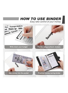 Y&D Budget Binder Cash Envelopes Money Organizer A6 Stitching PU Leather with Zipper Sheets, 12pcs for Saving  - Image 5