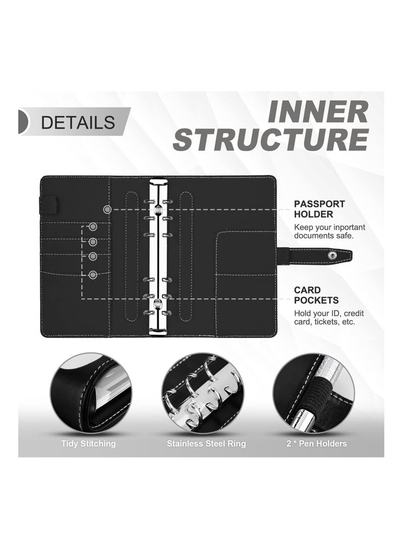 Y&D Budget Binder Cash Envelopes Money Organizer A6 Stitching PU Leather with Zipper Sheets, 12pcs for Saving - Image 2